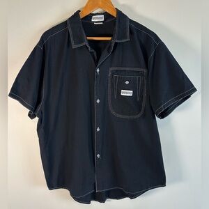 Roadrunner Men’s Button Up Shirt Size M Black White Triple Stitch Vintage RARE